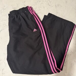Adidas Women's Black Joggers with Pink Stripes
